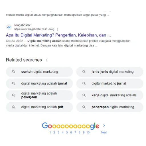 Keyword research menggunakan related search